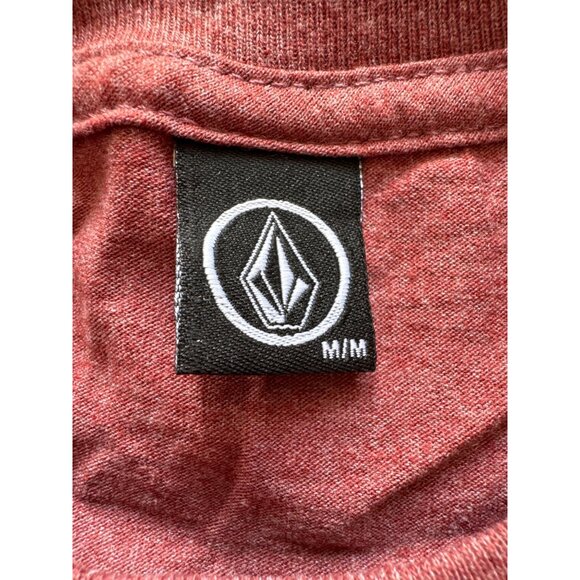 Volcom Mens Heather Red T-Shirt With Gray Chest Pocket Medium Size Cotton Blend - Picture 3 of 6